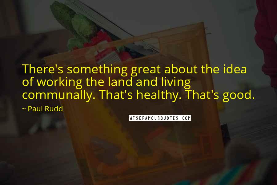Paul Rudd Quotes: There's something great about the idea of working the land and living communally. That's healthy. That's good.