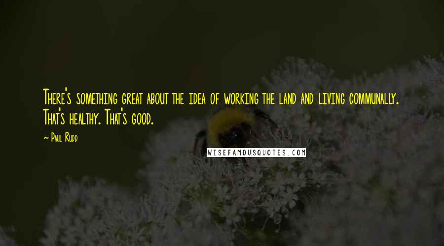 Paul Rudd Quotes: There's something great about the idea of working the land and living communally. That's healthy. That's good.