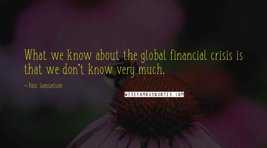 Paul Samuelson Quotes: What we know about the global financial crisis is that we don't know very much.
