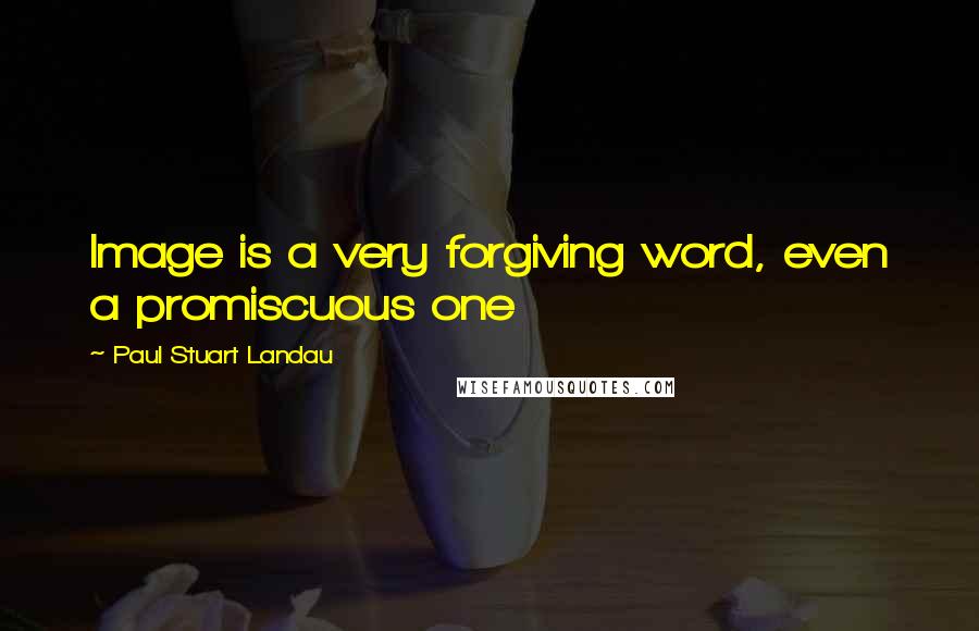 Paul Stuart Landau Quotes: Image is a very forgiving word, even a promiscuous one