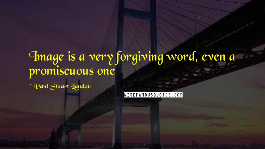 Paul Stuart Landau Quotes: Image is a very forgiving word, even a promiscuous one