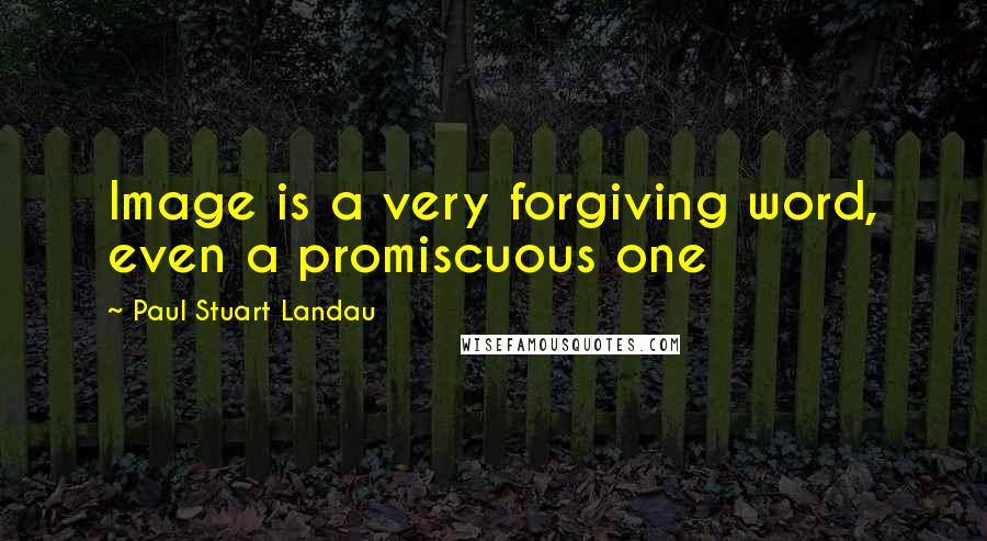 Paul Stuart Landau Quotes: Image is a very forgiving word, even a promiscuous one