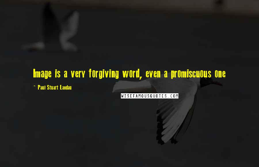 Paul Stuart Landau Quotes: Image is a very forgiving word, even a promiscuous one