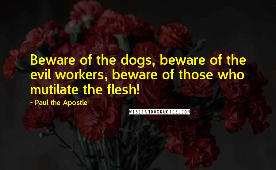 Paul The Apostle Quotes: Beware of the dogs, beware of the evil workers, beware of those who mutilate the flesh!