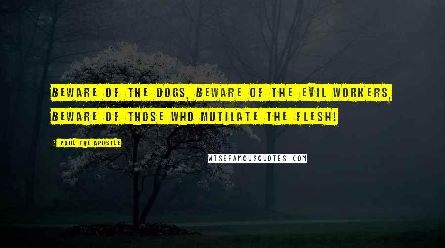 Paul The Apostle Quotes: Beware of the dogs, beware of the evil workers, beware of those who mutilate the flesh!