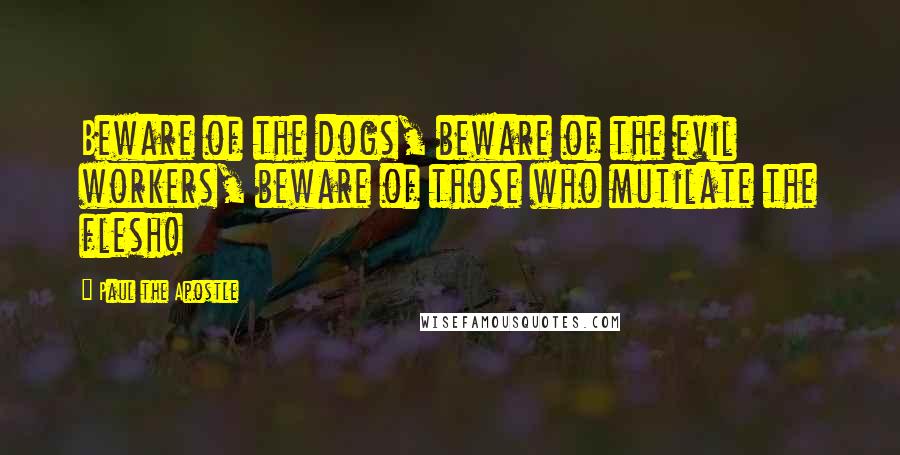 Paul The Apostle Quotes: Beware of the dogs, beware of the evil workers, beware of those who mutilate the flesh!