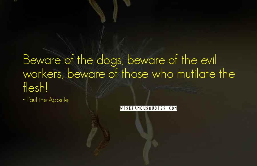 Paul The Apostle Quotes: Beware of the dogs, beware of the evil workers, beware of those who mutilate the flesh!