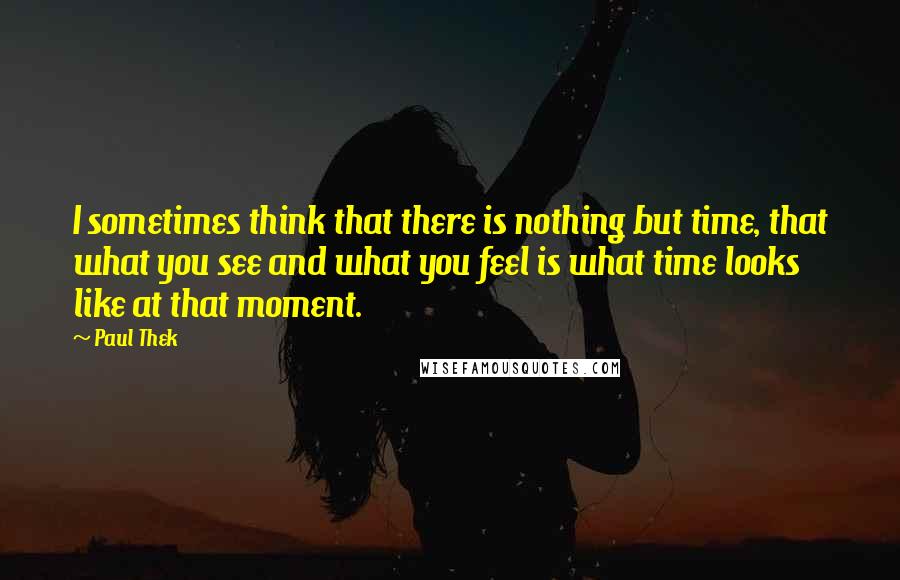 Paul Thek Quotes: I sometimes think that there is nothing but time, that what you see and what you feel is what time looks like at that moment.