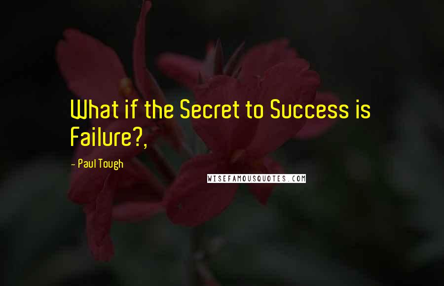 Paul Tough Quotes: What if the Secret to Success is Failure?,