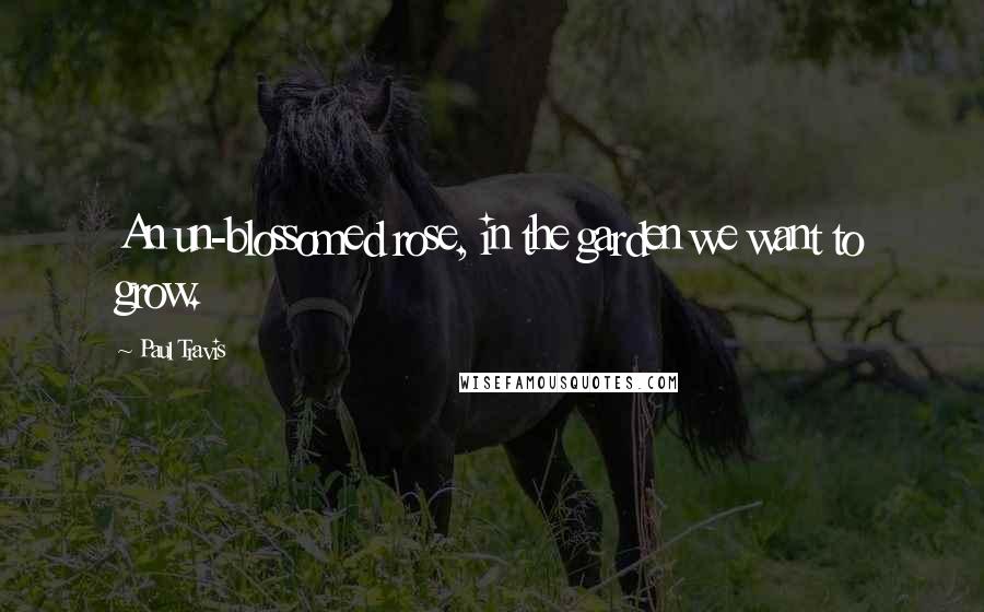 Paul Travis Quotes: An un-blossomed rose, in the garden we want to grow.
