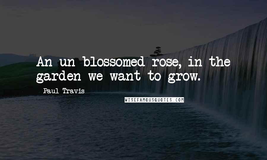Paul Travis Quotes: An un-blossomed rose, in the garden we want to grow.