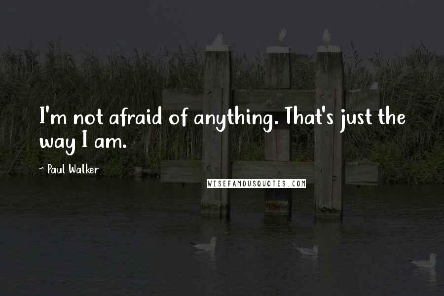 Paul Walker Quotes: I'm not afraid of anything. That's just the way I am.