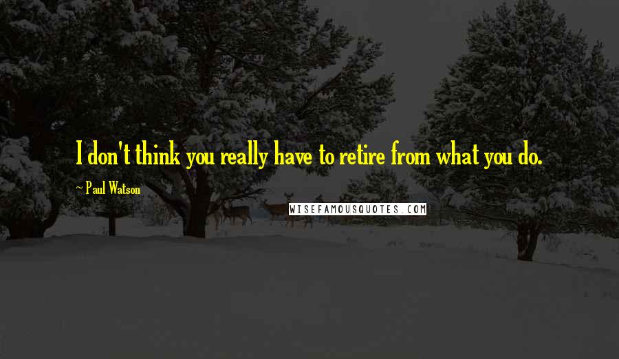 Paul Watson Quotes: I don't think you really have to retire from what you do.