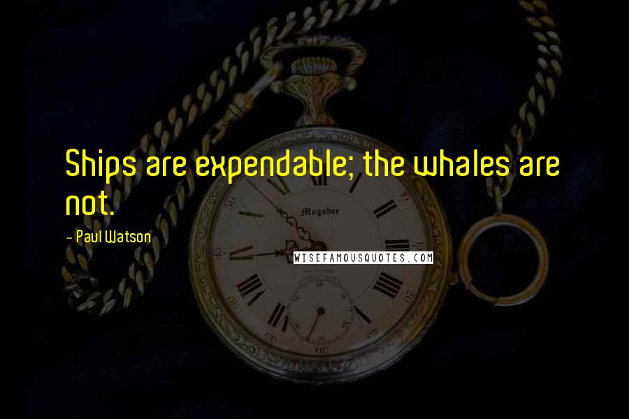 Paul Watson Quotes: Ships are expendable; the whales are not.