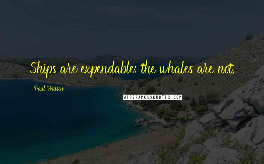 Paul Watson Quotes: Ships are expendable; the whales are not.