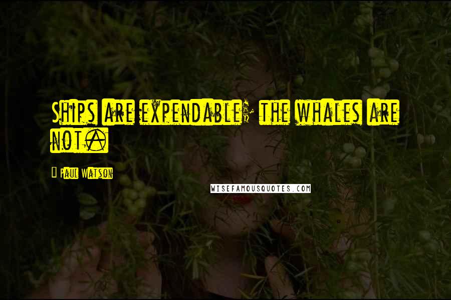 Paul Watson Quotes: Ships are expendable; the whales are not.