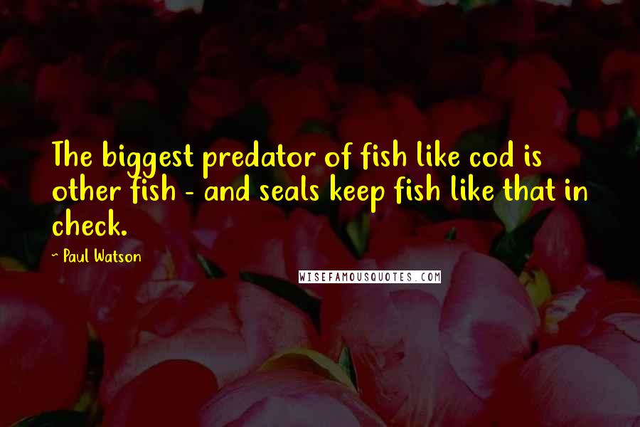 Paul Watson Quotes: The biggest predator of fish like cod is other fish - and seals keep fish like that in check.