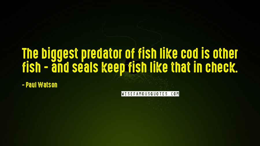 Paul Watson Quotes: The biggest predator of fish like cod is other fish - and seals keep fish like that in check.