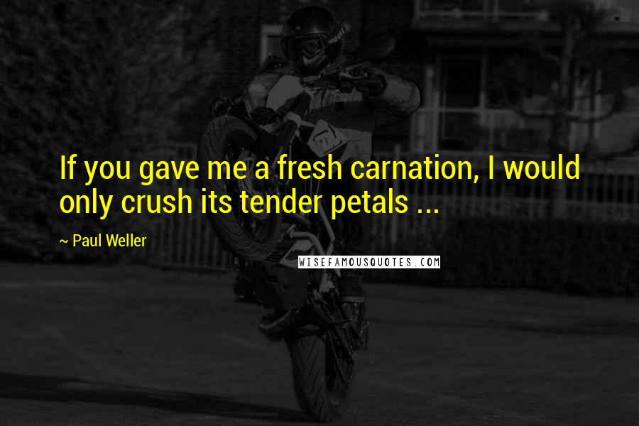 Paul Weller Quotes: If you gave me a fresh carnation, I would only crush its tender petals ...