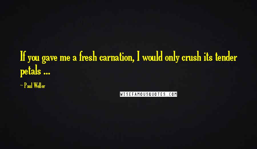 Paul Weller Quotes: If you gave me a fresh carnation, I would only crush its tender petals ...