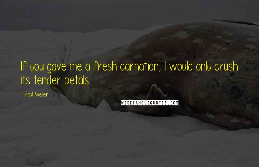 Paul Weller Quotes: If you gave me a fresh carnation, I would only crush its tender petals ...