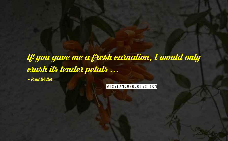 Paul Weller Quotes: If you gave me a fresh carnation, I would only crush its tender petals ...