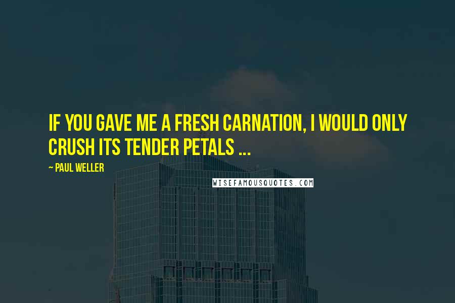 Paul Weller Quotes: If you gave me a fresh carnation, I would only crush its tender petals ...
