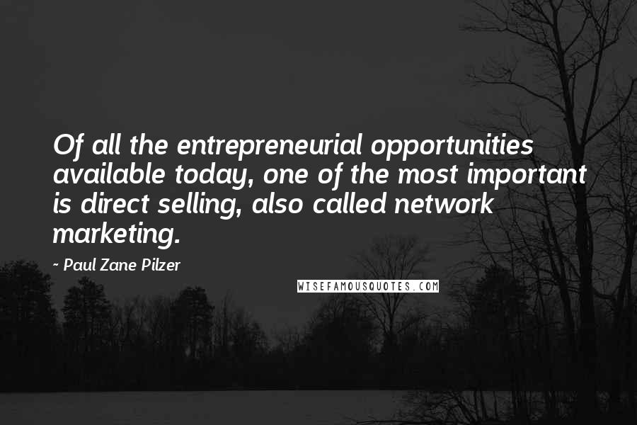 Paul Zane Pilzer Quotes: Of all the entrepreneurial opportunities available today, one of the most important is direct selling, also called network marketing.