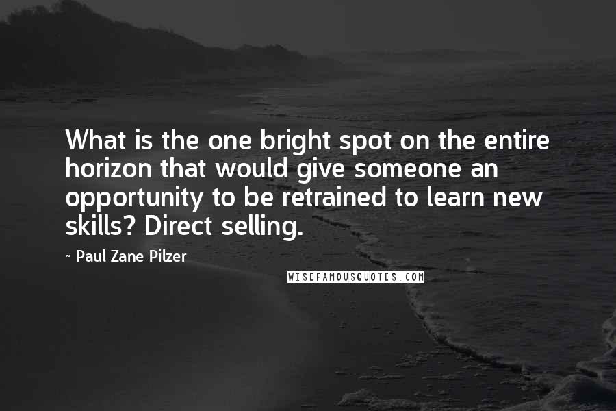 Paul Zane Pilzer Quotes: What is the one bright spot on the entire horizon that would give someone an opportunity to be retrained to learn new skills? Direct selling.