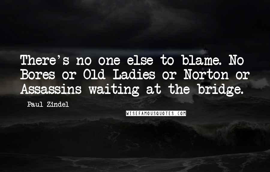 Paul Zindel Quotes: There's no one else to blame. No Bores or Old Ladies or Norton or Assassins waiting at the bridge.