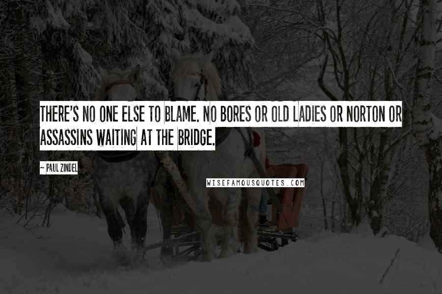 Paul Zindel Quotes: There's no one else to blame. No Bores or Old Ladies or Norton or Assassins waiting at the bridge.