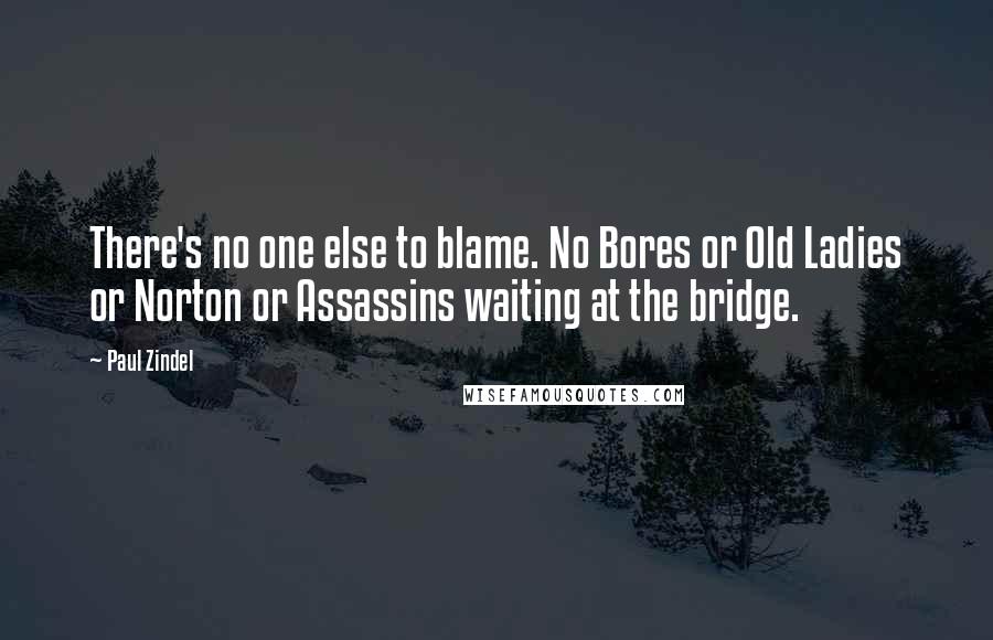 Paul Zindel Quotes: There's no one else to blame. No Bores or Old Ladies or Norton or Assassins waiting at the bridge.