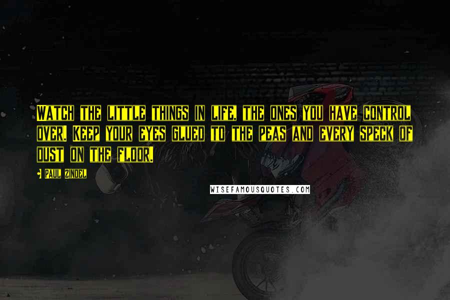 Paul Zindel Quotes: Watch the little things in life, the ones you have control over. Keep your eyes glued to the peas and every speck of dust on the floor.