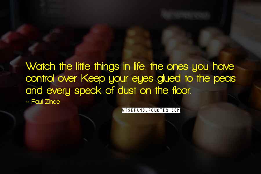 Paul Zindel Quotes: Watch the little things in life, the ones you have control over. Keep your eyes glued to the peas and every speck of dust on the floor.