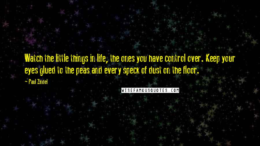 Paul Zindel Quotes: Watch the little things in life, the ones you have control over. Keep your eyes glued to the peas and every speck of dust on the floor.