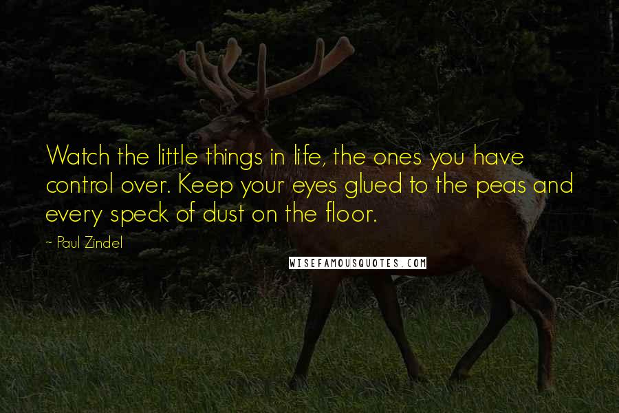 Paul Zindel Quotes: Watch the little things in life, the ones you have control over. Keep your eyes glued to the peas and every speck of dust on the floor.