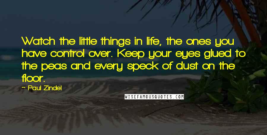 Paul Zindel Quotes: Watch the little things in life, the ones you have control over. Keep your eyes glued to the peas and every speck of dust on the floor.