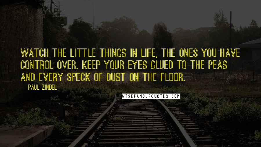 Paul Zindel Quotes: Watch the little things in life, the ones you have control over. Keep your eyes glued to the peas and every speck of dust on the floor.