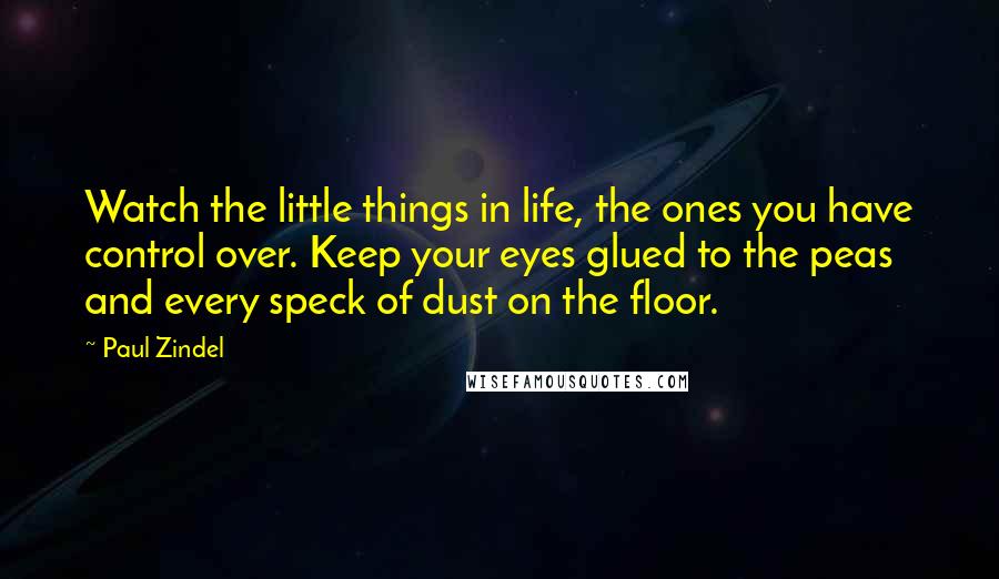 Paul Zindel Quotes: Watch the little things in life, the ones you have control over. Keep your eyes glued to the peas and every speck of dust on the floor.