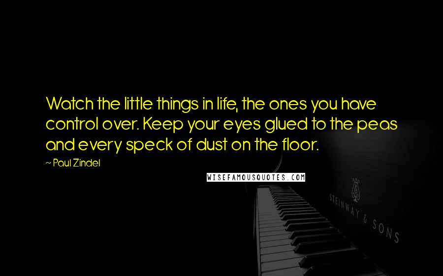 Paul Zindel Quotes: Watch the little things in life, the ones you have control over. Keep your eyes glued to the peas and every speck of dust on the floor.