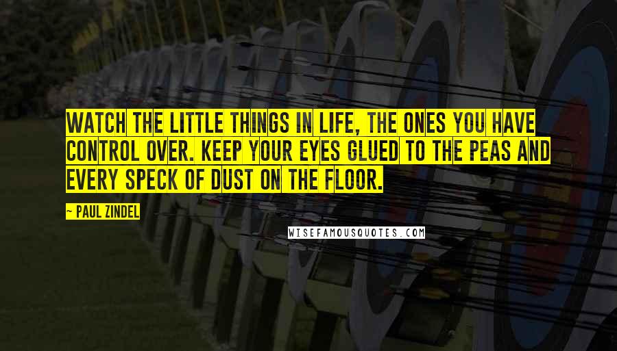 Paul Zindel Quotes: Watch the little things in life, the ones you have control over. Keep your eyes glued to the peas and every speck of dust on the floor.