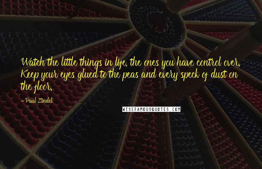 Paul Zindel Quotes: Watch the little things in life, the ones you have control over. Keep your eyes glued to the peas and every speck of dust on the floor.