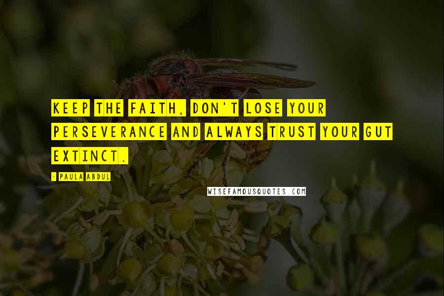 Paula Abdul Quotes: Keep the faith, don't lose your perseverance and always trust your gut extinct.