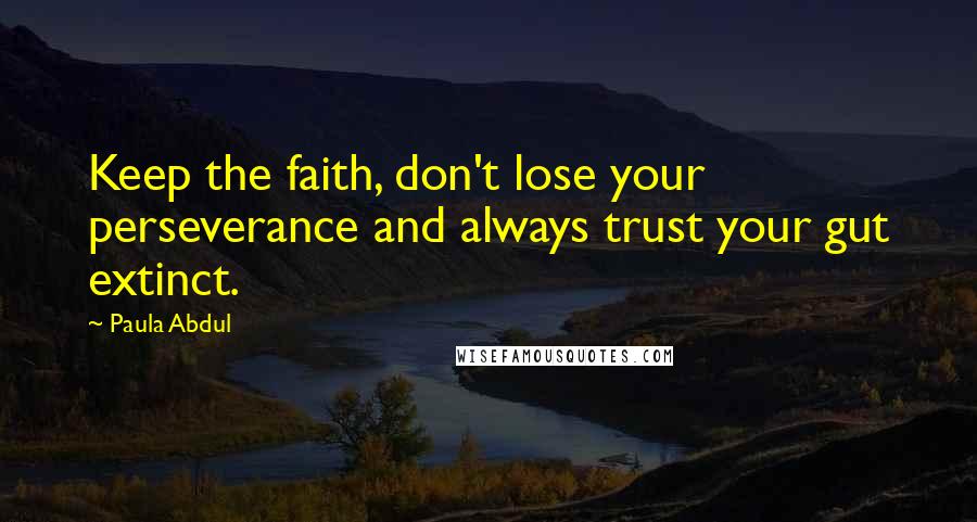 Paula Abdul Quotes: Keep the faith, don't lose your perseverance and always trust your gut extinct.