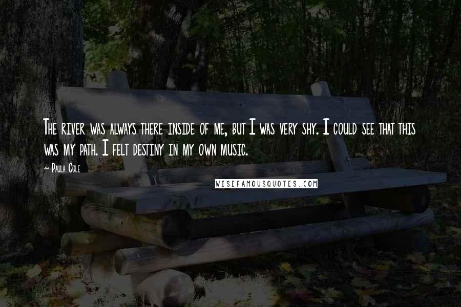 Paula Cole Quotes: The river was always there inside of me, but I was very shy. I could see that this was my path. I felt destiny in my own music.