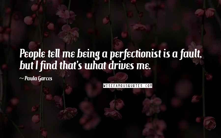 Paula Garces Quotes: People tell me being a perfectionist is a fault, but I find that's what drives me.