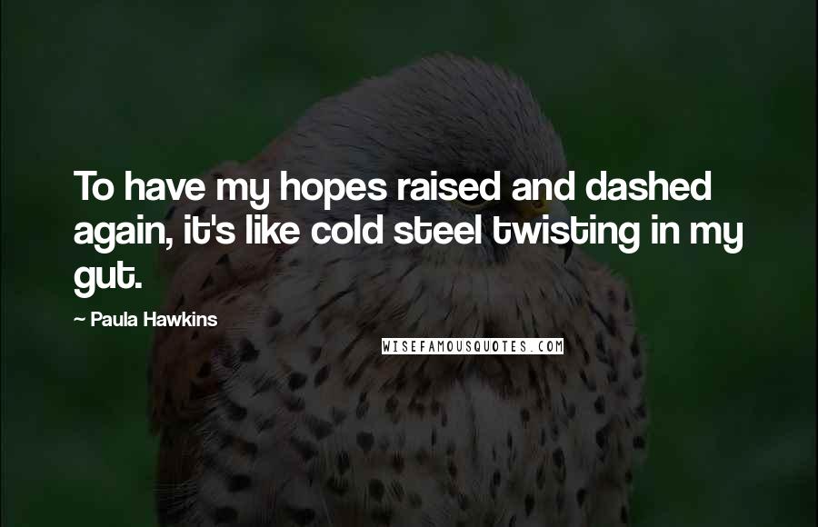 Paula Hawkins Quotes: To have my hopes raised and dashed again, it's like cold steel twisting in my gut.
