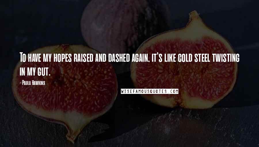 Paula Hawkins Quotes: To have my hopes raised and dashed again, it's like cold steel twisting in my gut.
