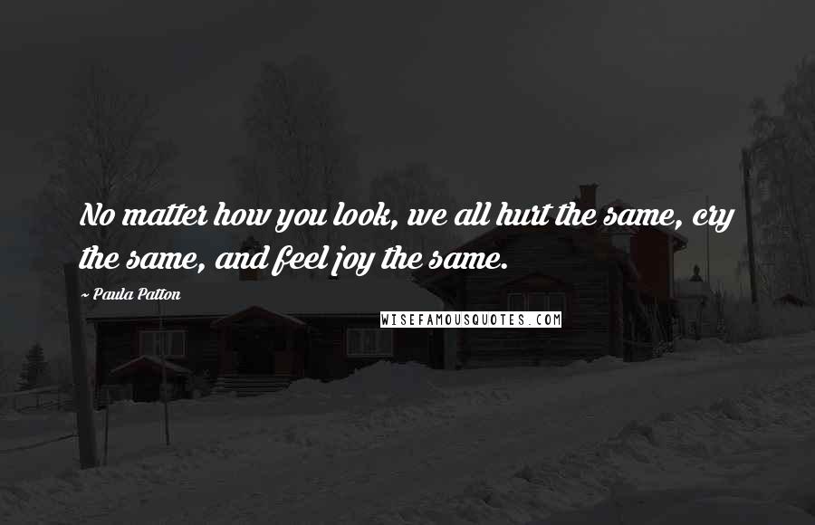 Paula Patton Quotes: No matter how you look, we all hurt the same, cry the same, and feel joy the same.