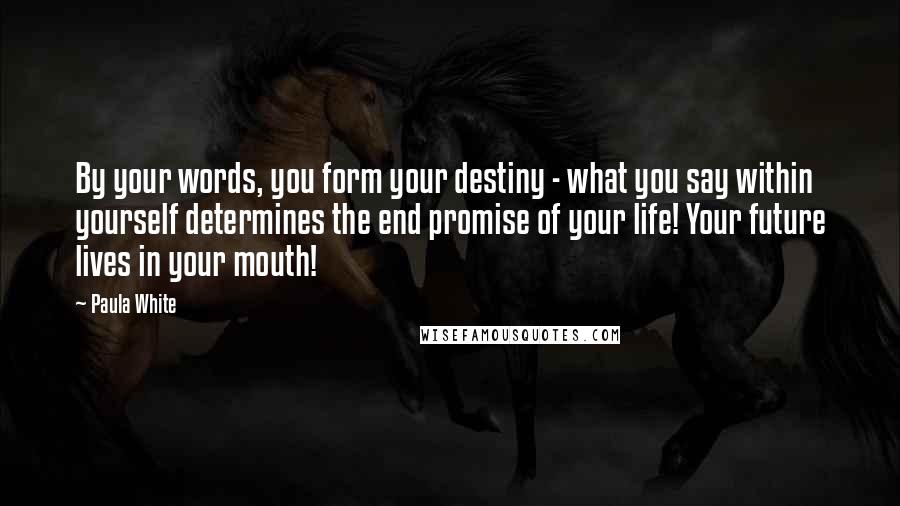 Paula White Quotes: By your words, you form your destiny - what you say within yourself determines the end promise of your life! Your future lives in your mouth!